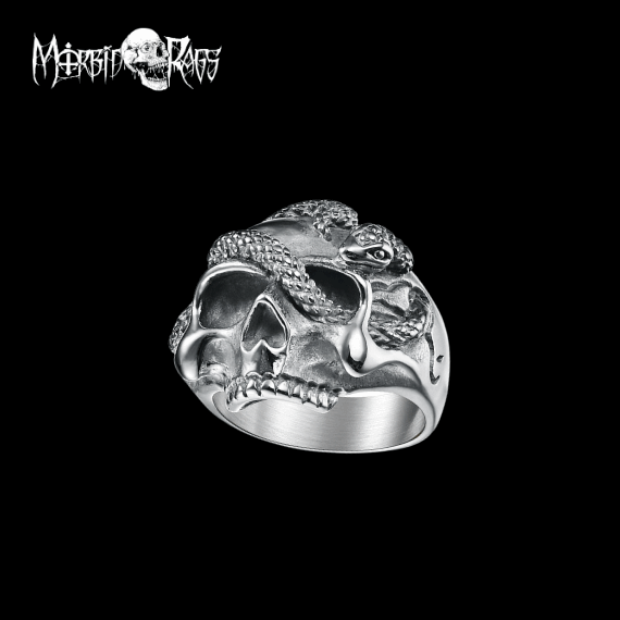 Esteban Skull and Snake Ring | Morbid Rags