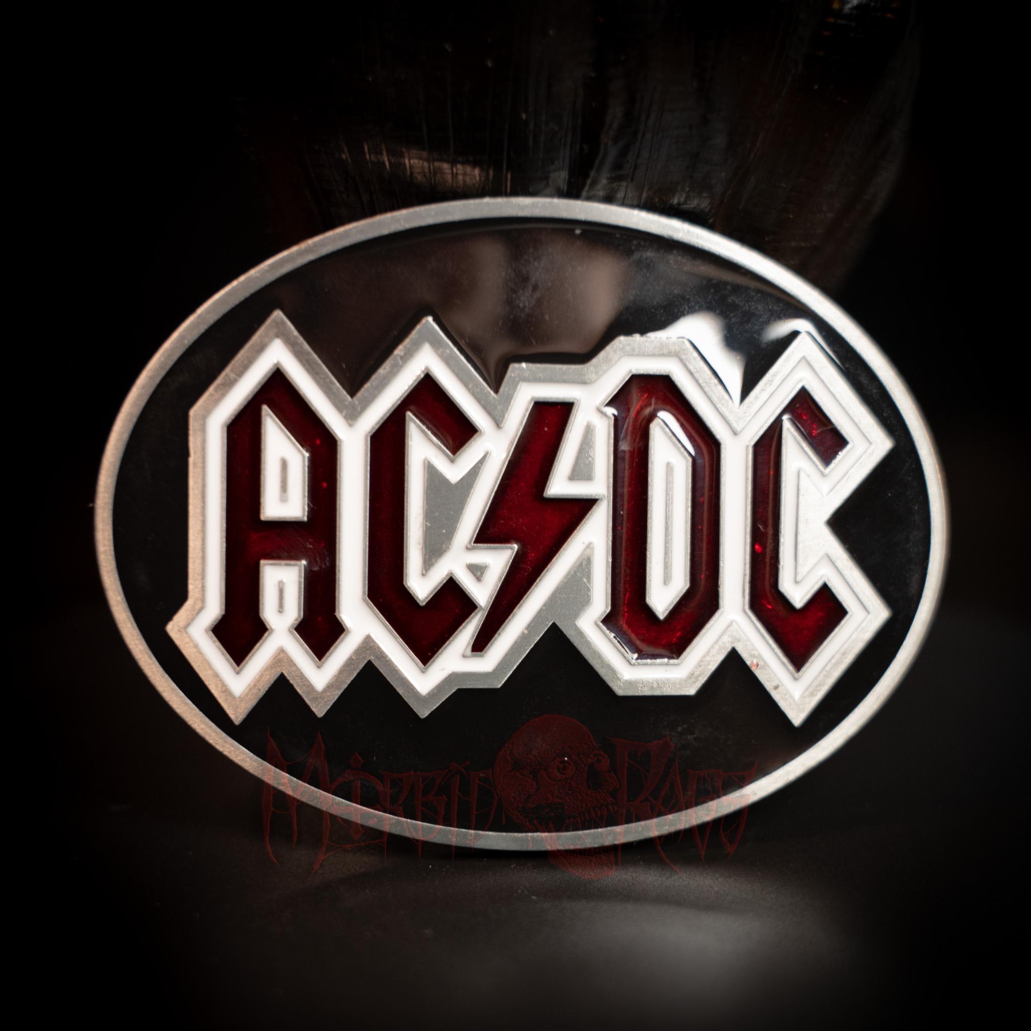 AC DC Oval Belt Buckle Front 2