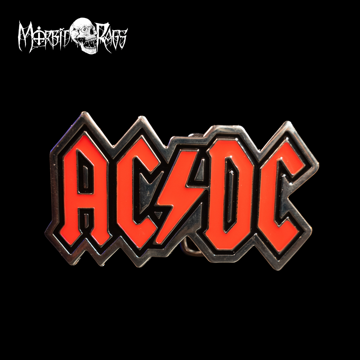 AC DC Oval Red Buckle Front