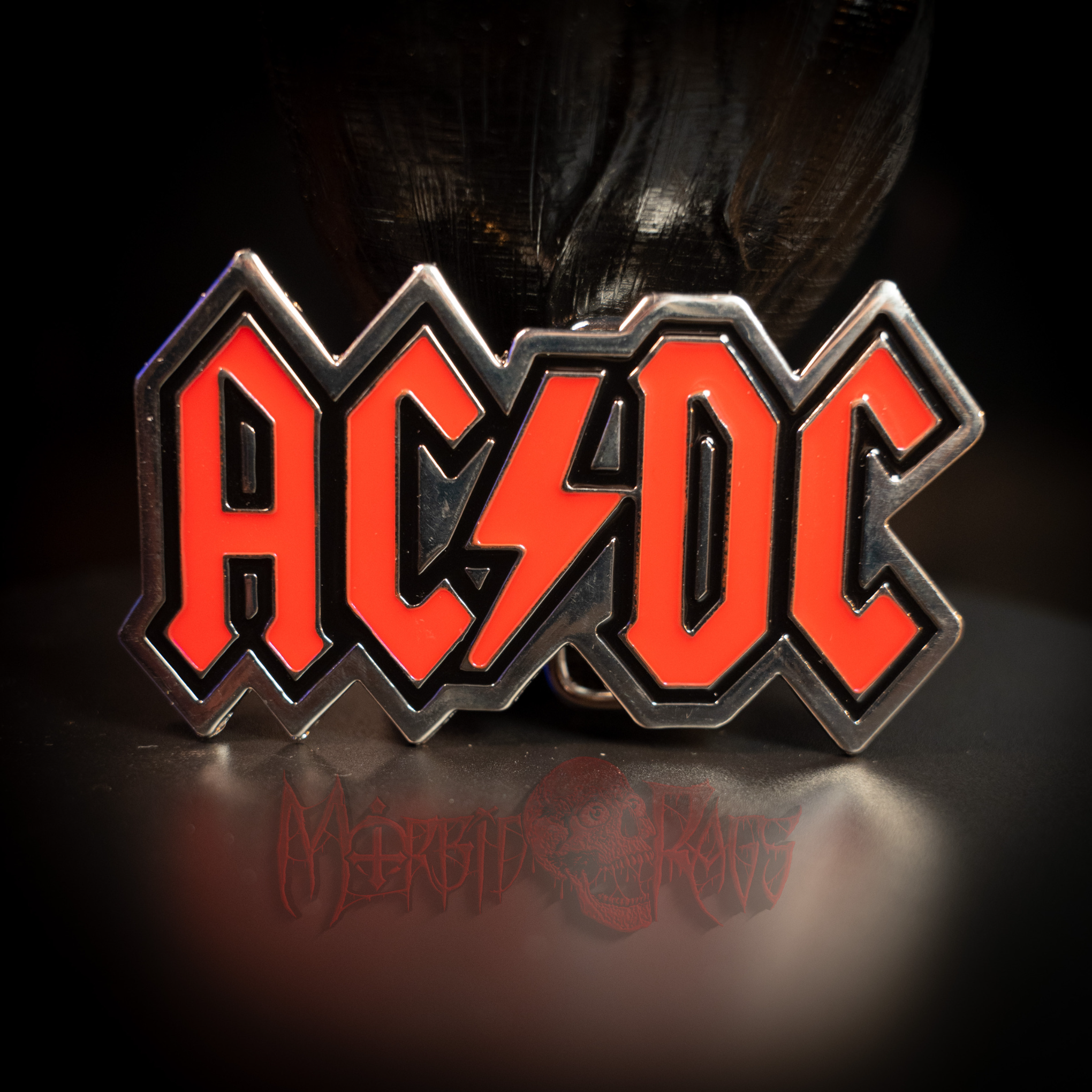AC DC Oval Red Buckle Front 2