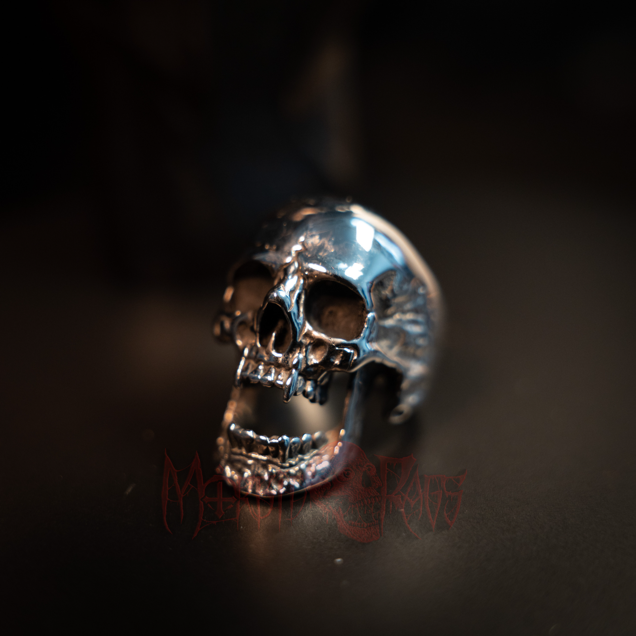 Cadmus Vampire Skull Ring Close up | Morbid Rags