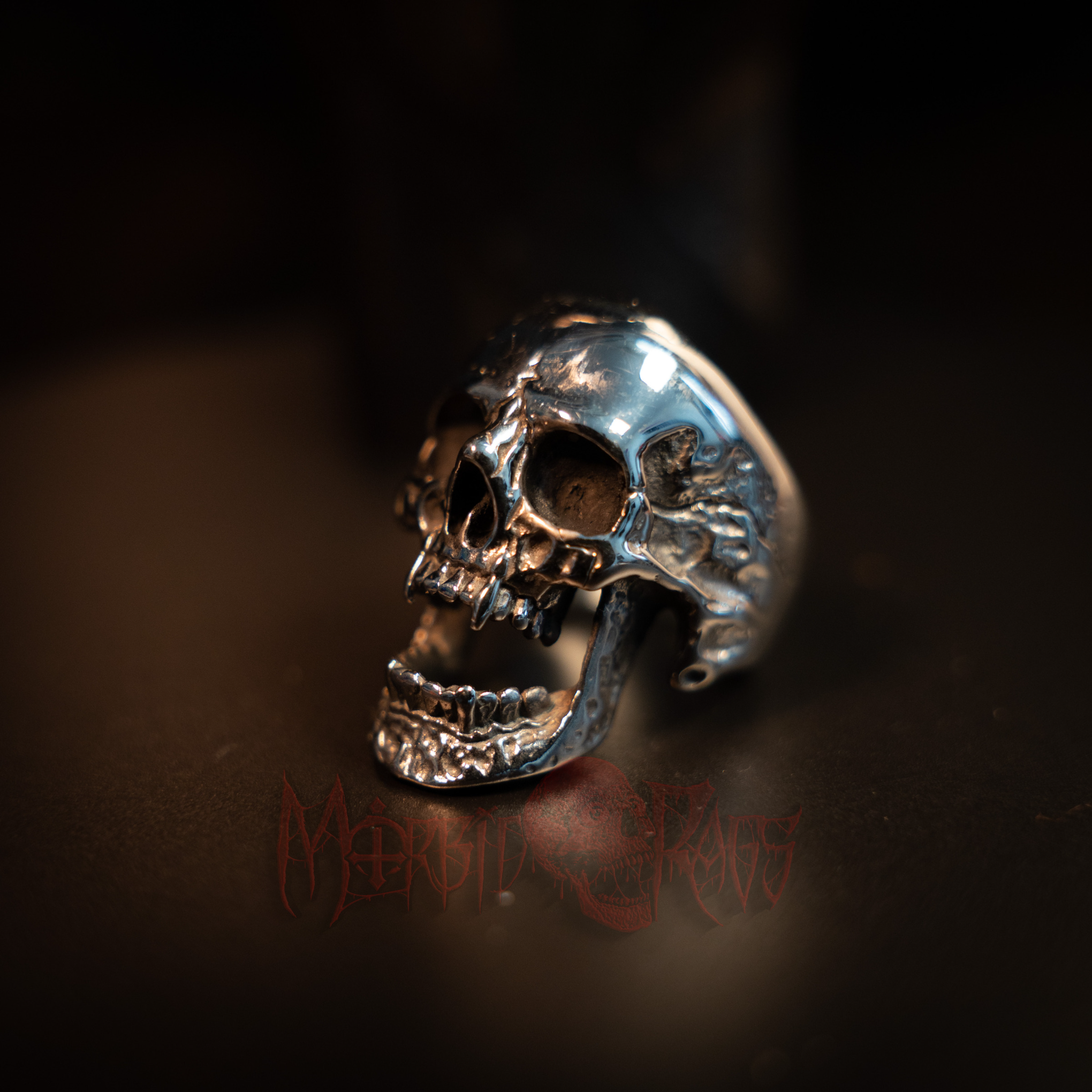 Cadmus Vampire Skull Ring Side Profile | Morbid Rags
