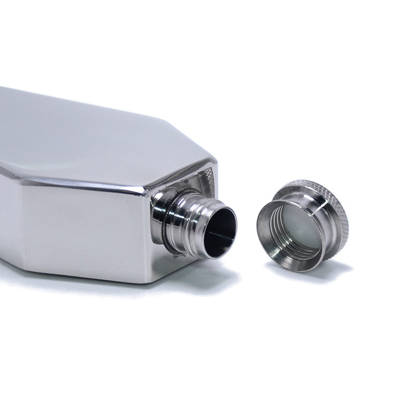 Coffin Flask Silver Side Body and Lid