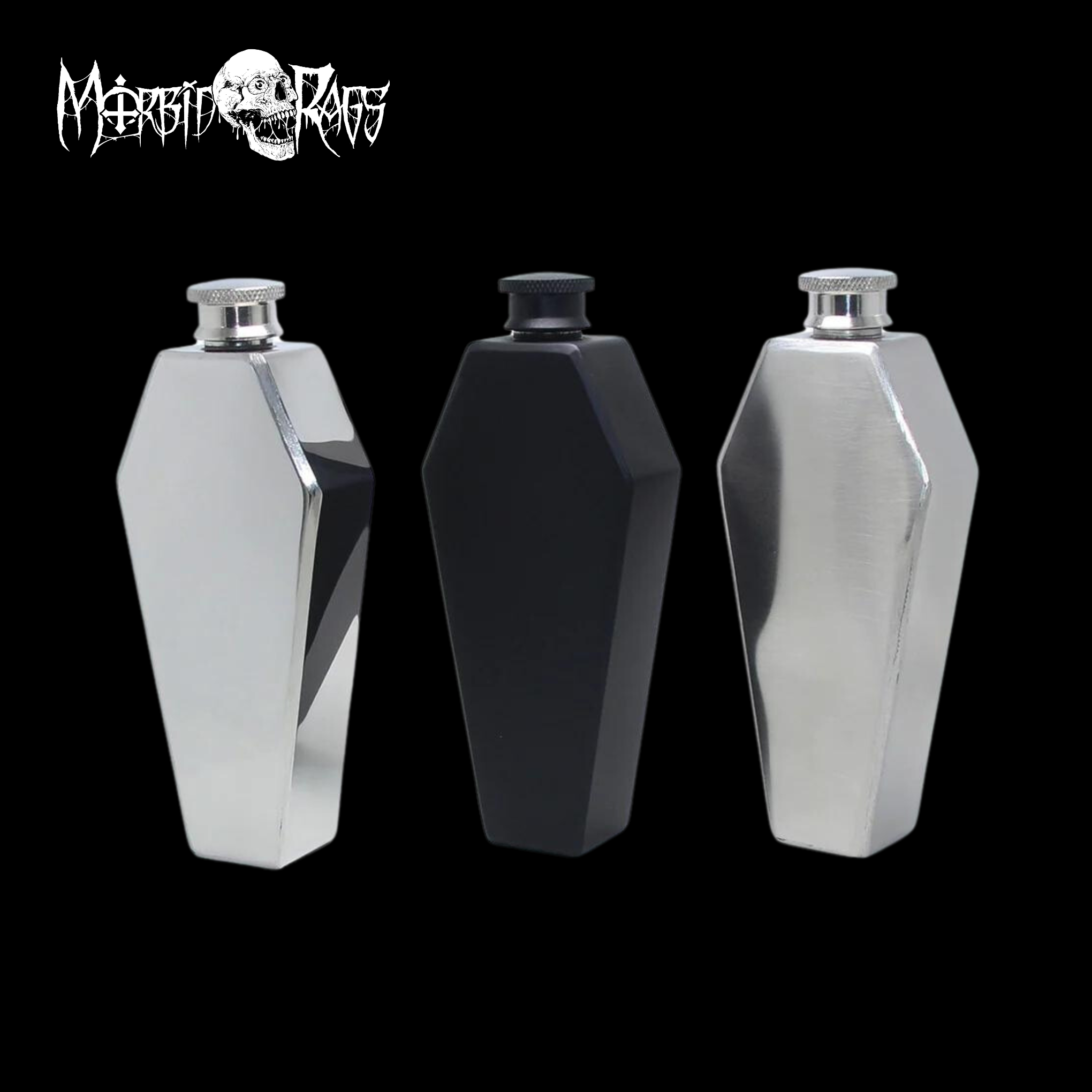 Coffin Flask Silver and Black