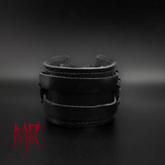 Eldric Leather Bracelet Black Front