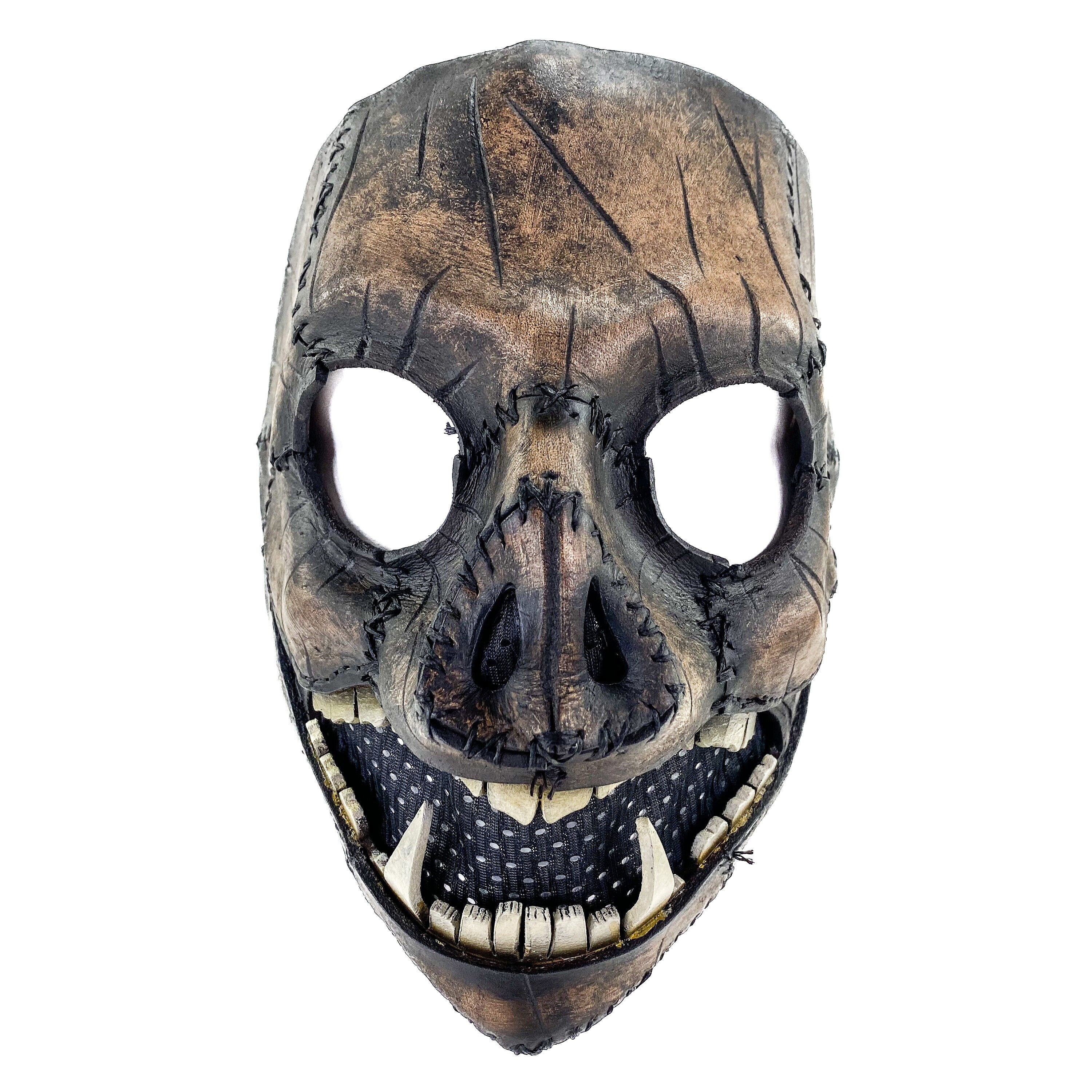 Evil Swine - Genuine Leather Mask - Charred Remains Horror Pig  Front
