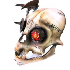 Handcrafted Genuine Leather Dimensional Cat Skull Robot Mask Right