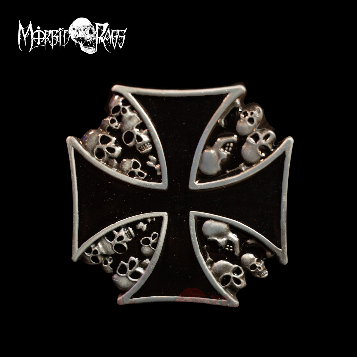 Iron Cross Skulls Belt Buckle Front