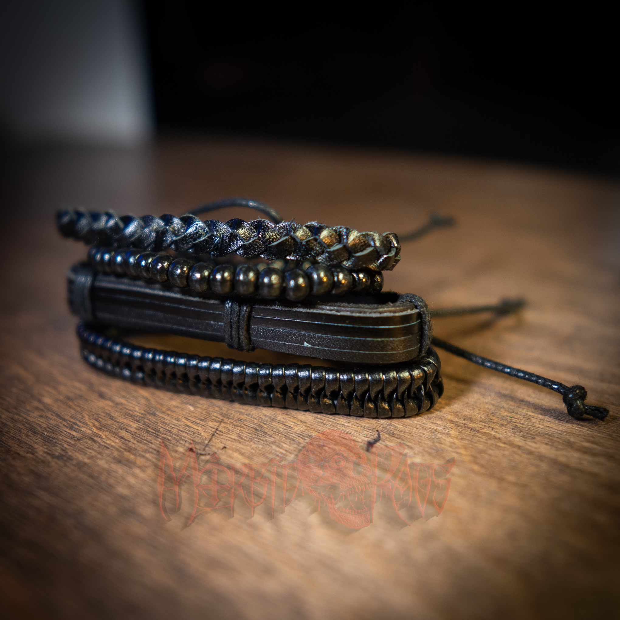 Rune Leather Bracelet Front