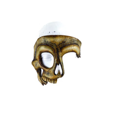 Skull-shaped object with a white light bulb inside on a white background