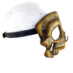 Skull mask with a white helmet on a white background