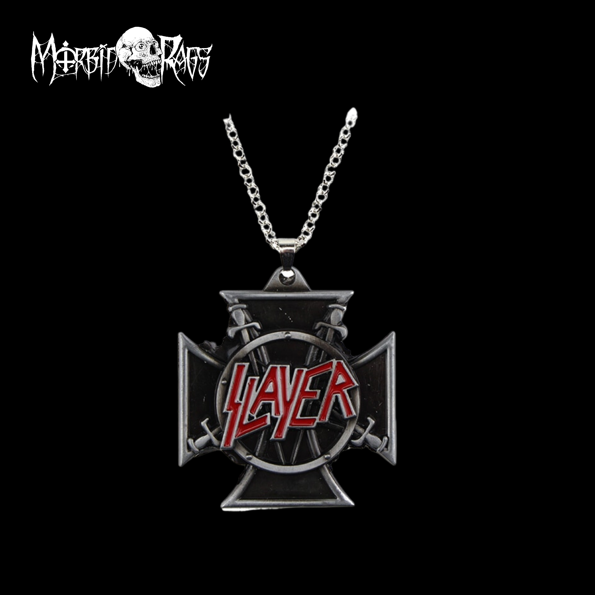 Slayer Iron Cross Necklace Silver