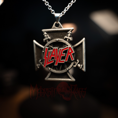 Slayer Iron Cross Necklace Silver Pendant Front