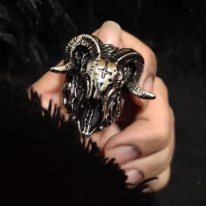 Jocelyn Goat Skull Ring | Morbid Rags