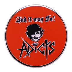 The Adicts Orange Logo Pin Front